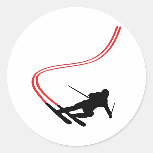 Sticker Rond ski alpin piste rouge (Devant)