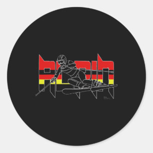 Sticker Rond Ski Alpin Sport d'hiver Neige descente Slalom Germ