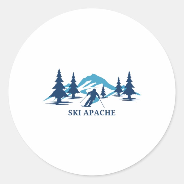 Sticker Rond Ski Apache New Mexico Station de ski Skieur Ski  (Devant)