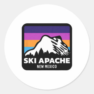 Sticker Rond Ski Apache Nouveau-Mexique Ski Snowboard Famille T
