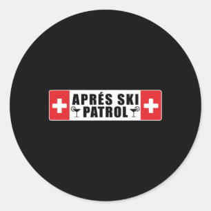 Sticker Rond Ski Apres Patrouille Ski Skier Sports d'hiver