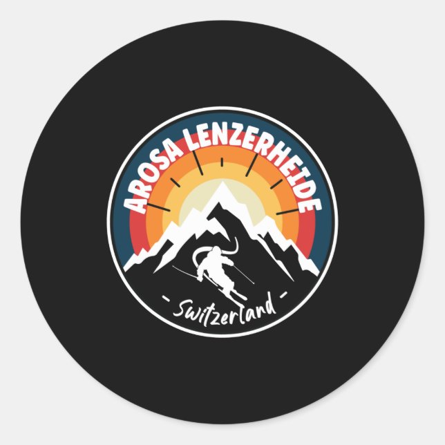 Sticker Rond Ski Arosa Lenzerheide Suisse Vintage (Devant)