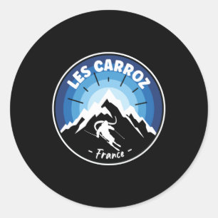 Sticker Rond Ski Aux Carroz France Bleu