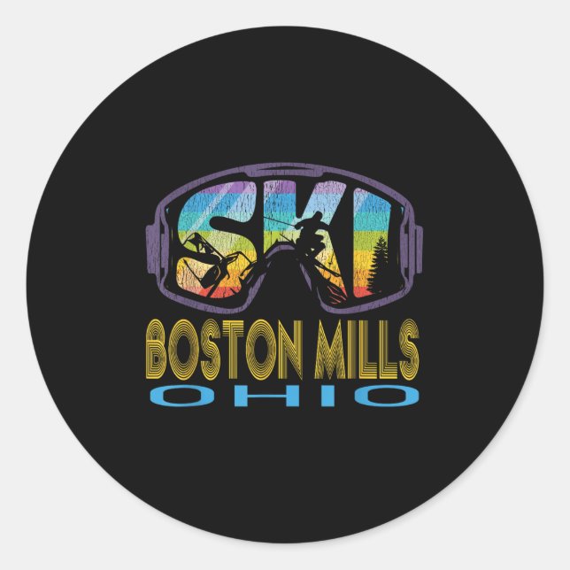 Sticker Rond Ski Boston Mills Ohio Vacances ski (Devant)
