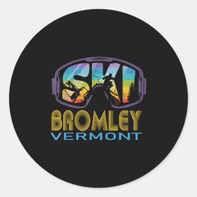 Sticker Rond Ski Bromley Vermont Vacances (Devant)