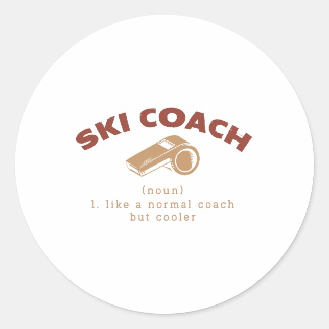 Sticker Rond Ski Coach Définition Funny Ski Instructor Humour (Devant)