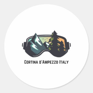 Sticker Rond Ski Cortina D'ampezzo Italie Ski De Montagne T Hom