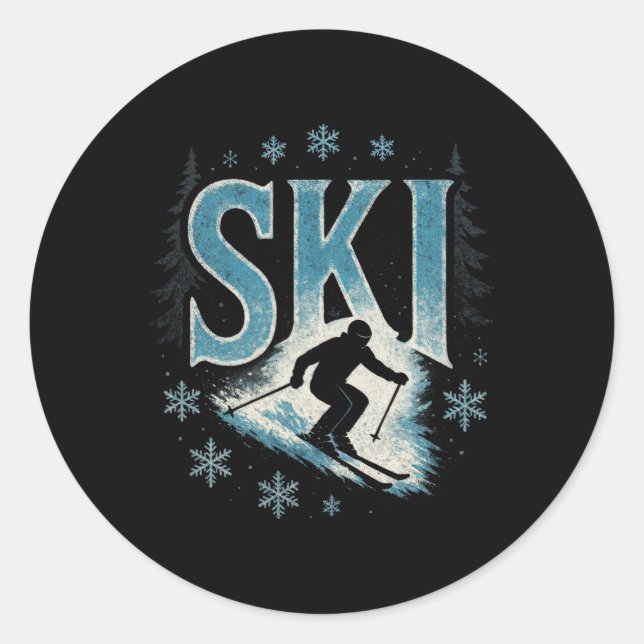 Sticker Rond Ski - Course en descente alpin Freestyle  (Devant)
