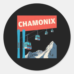 Sticker Rond Ski de Chamonix - Ski Retro Chamonix
