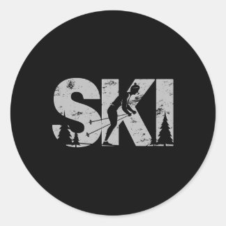 Sticker Rond Ski de fond Super ski Skieur nordique Cadeau Wo