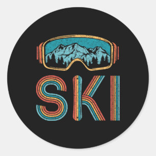Sticker Rond Ski de fond Vintage 80s 90s Snowboard skieurs M