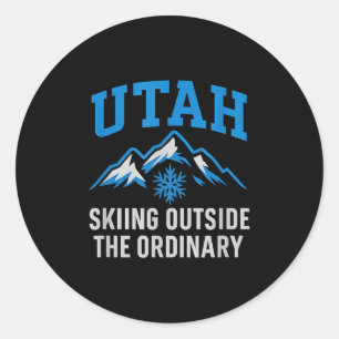 Sticker Rond Ski De L'Utah En Dehors Du Graphi Ordinaire Colleg