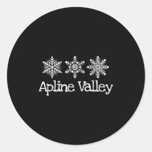 Sticker Rond Ski de montagne de la vallée alpine Ski Snowflakes