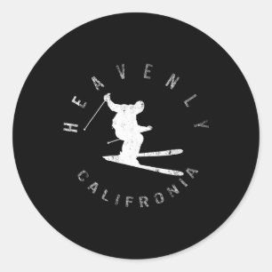 Sticker Rond Ski de montagne paradisiaque Snowboard Hiver C
