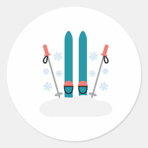 Sticker Rond Ski De Neige