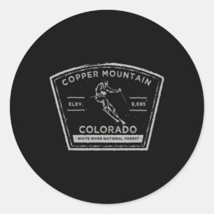 Sticker Rond Ski de neige de la montagne de cuivre