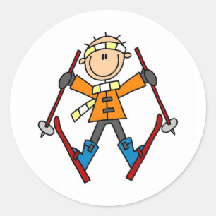 Sticker Rond Ski de neige d'hiver