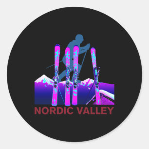 Sticker Rond Ski de Nordic Valley Rétro 90s Ski de Nordic Valle