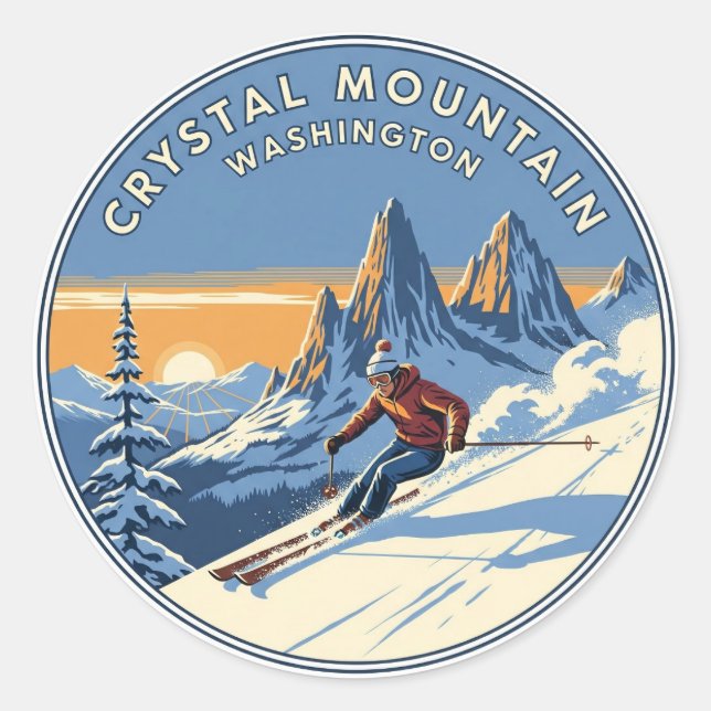 Sticker Rond Ski de Washington Crystal Mountain (Devant)