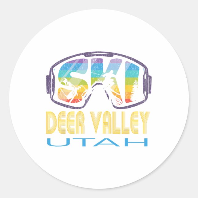 Sticker Rond Ski Deer Valley Utah Vacances ski (Devant)