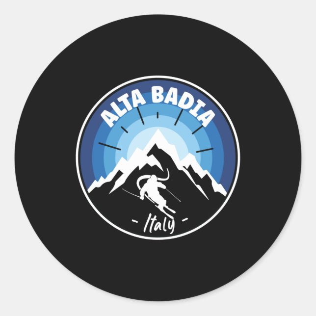 Sticker Rond Ski En Alta Badia Italie Bleu (Devant)