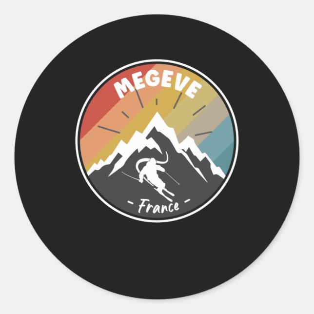 Sticker Rond Ski En France Megeve (Devant)
