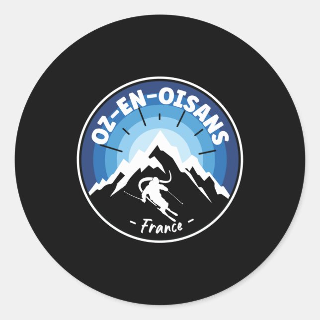 Sticker Rond Ski En Oz-En-Oisans France Bleu (Devant)