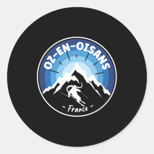 Sticker Rond Ski En Oz-En-Oisans France Bleu