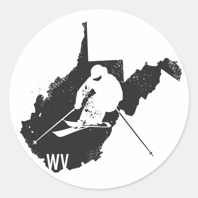 Sticker Rond Ski en Virginie-Occidentale (Devant)