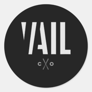 Sticker Rond Ski Graphique Vail Colorado