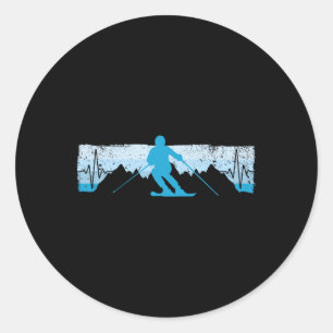 Sticker Rond Ski Heartbeat Cadeau De Ski Pour Skieurs 1