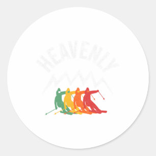 Sticker Rond Ski Heavened California Retro Skiing Lake Tahoe Ca