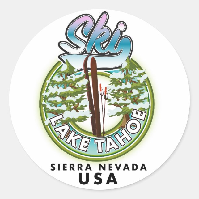 Sticker Rond Ski Lake Tahoe Sierra Nevada USA (Devant)