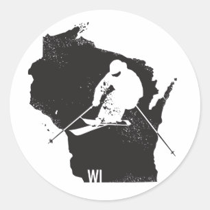 Sticker Rond Ski le Wisconsin