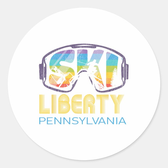 Sticker Rond Ski Liberty Pennsylvanie Vacances ski (Devant)