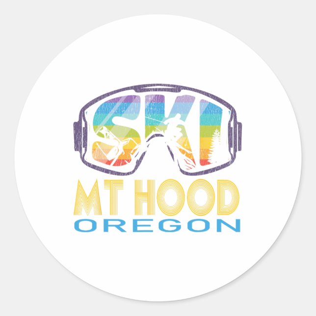 Sticker Rond Ski Mont Hood Oregon Vacances ski (Devant)