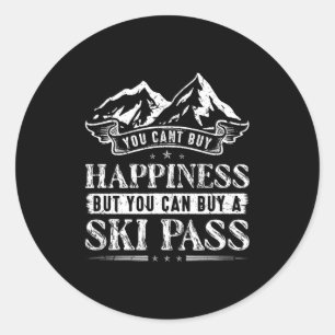 Sticker Rond Ski neige montagnes ski