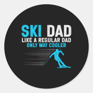 Sticker Rond Ski Papa Drôle Skier Design Pour Hommes Sports D'H