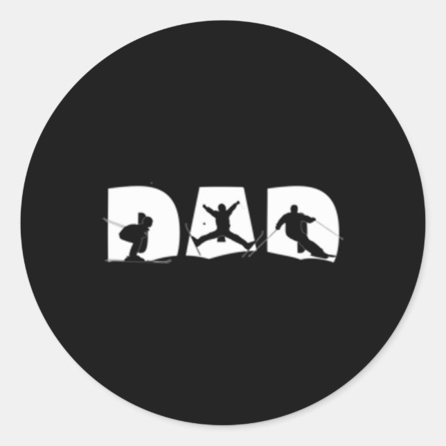 Sticker Rond Ski papa papas Qui Ski Ski Papa (Devant)