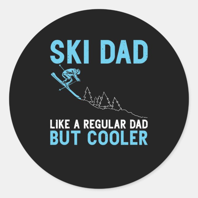 Sticker Rond Ski Papa Skier Fête des pères Cadeau Ski Papa (Devant)