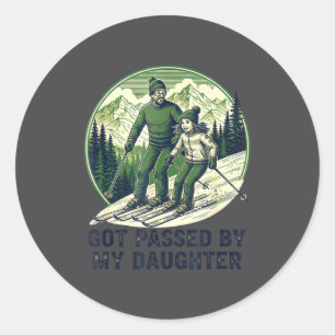 Sticker Rond Ski pédestre drôle obtenu fille fille