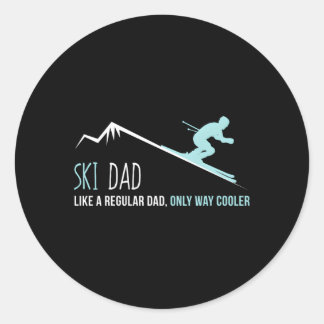 Sticker Rond Ski père hiver Ski