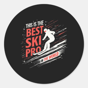 Sticker Rond Ski professionnel Mountain Snow Sport