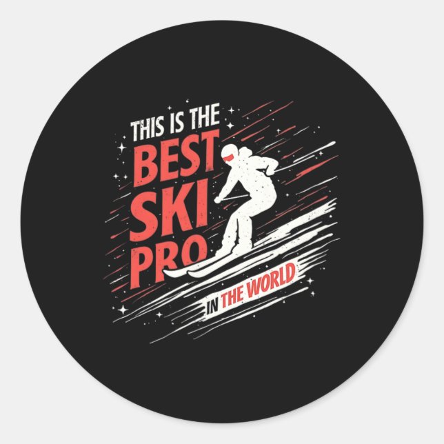 Sticker Rond Ski professionnel Mountain Snow Sport (Devant)