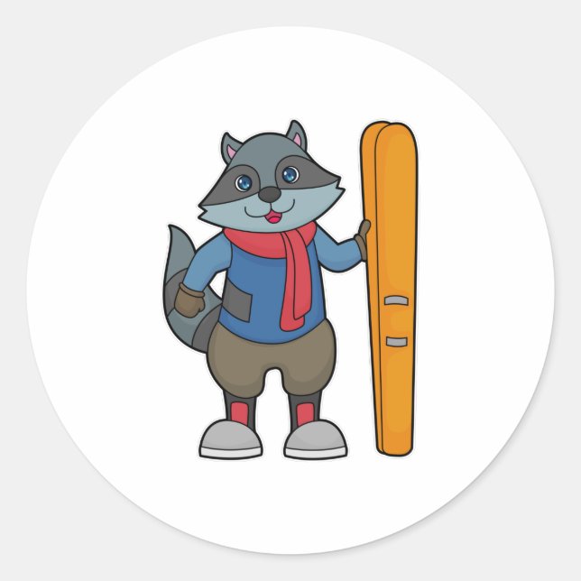 Sticker Rond Ski Racoon (Devant)