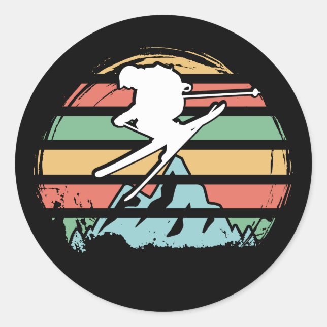 Sticker Rond Ski Rétro (Devant)