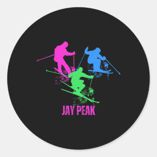 Sticker Rond Ski Retro Jay Peak Vermont Skier 90s