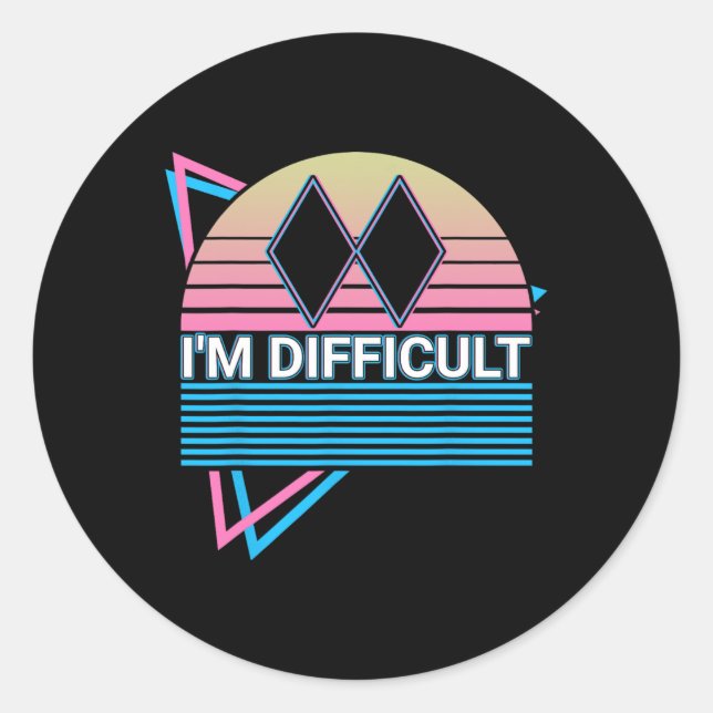 Sticker Rond Ski Rétro Je suis difficile (Devant)