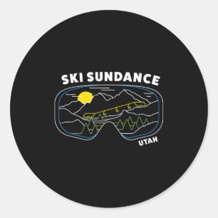 Sticker Rond Ski rétro Sundance Utah station de ski ski snowboa
