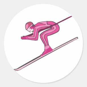 Sticker Rond Ski rose rapide